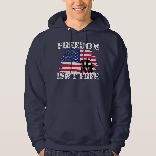 Den 4 juli är inte fri amerikansk Flagga Hoodie (Framsida)