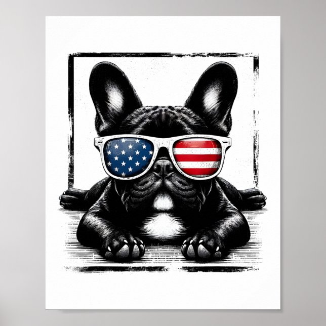 Den 4 juli befriad från Fransk Bulldog American Fl Poster (Framsidan)