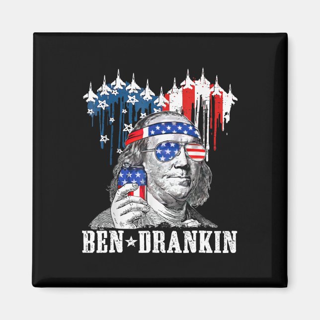 Den 4 juli Ben Drankin Patriotic Magnet (Framsidan)
