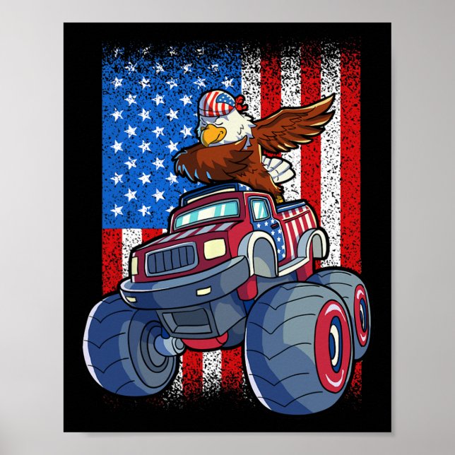 Den 4 juli bojar amerikansk flagga poster (Framsidan)