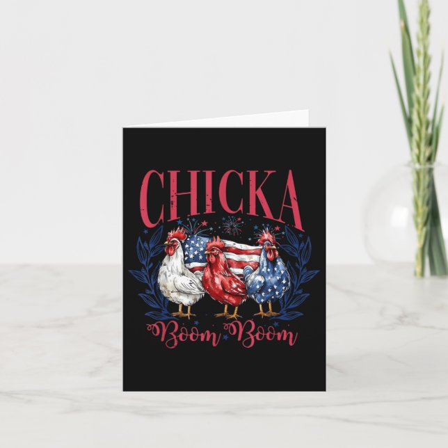 Den 4 juli: Chicken Chicka Boom Boom Indepen Kort (Framsida)