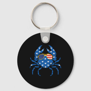 Den 4 juli: Crab Fisherman American Flagga Vin Nyckelring