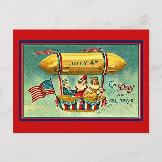 Den 4 juli, dagen vi firar helg vykort (Framsida)