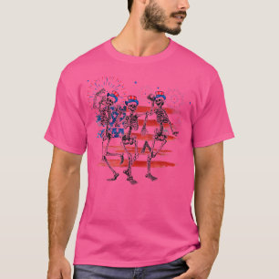 Den 4 juli Dancing Skeleton Patriotic Ameri T Shirt