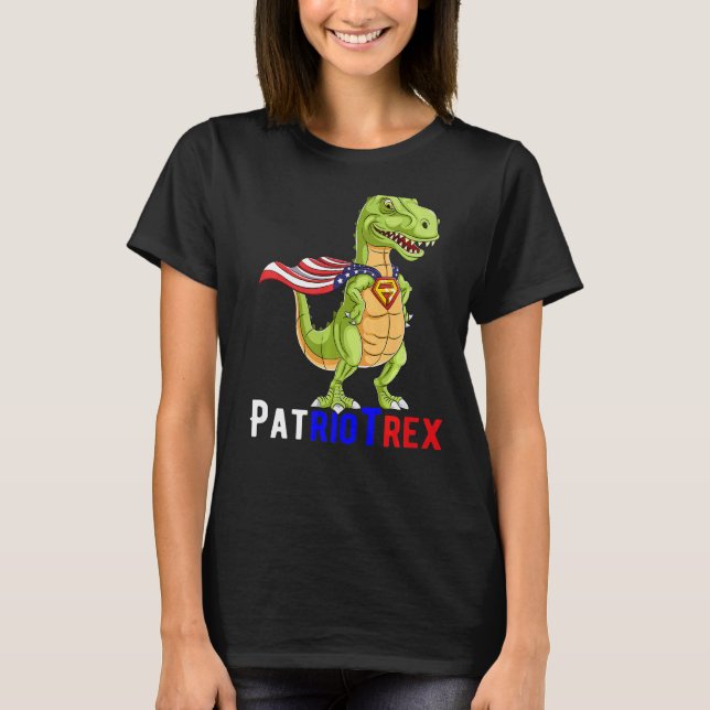 Den 4 juli firar Amerika Independence Dinusau T Shirt (Framsida)