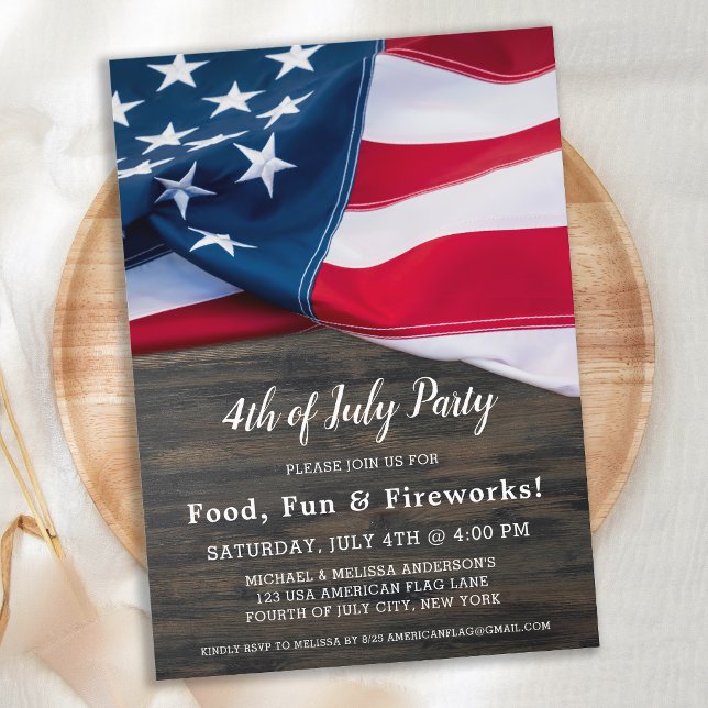 Den 4 juli Party Amerikanska Flagga Patriotic Inbjudningar (Skapare uppladdad)