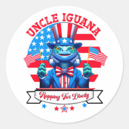 Den 4 juli patriotic iguana Button Runt Klistermärke