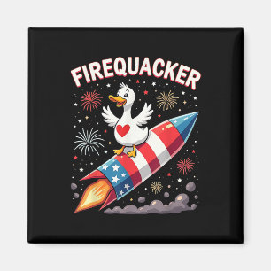 Den 4 juli patriotisk firacker Anka Goose Magnet