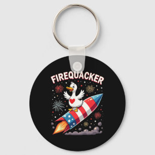 Den 4 juli patriotisk firacker Anka Goose Nyckelring