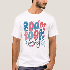 DEN 4 JULI RETRO BOOM BOOM BABY FIREWORKS T SHIRT