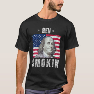 Den 4 juli röker Shirt Ben ogräs USA Patri T