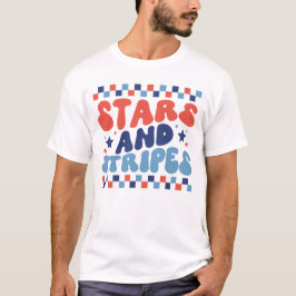 DEN 4 JULI STARS & RAND GROOVY TYPOGRAPHY T SHIRT
