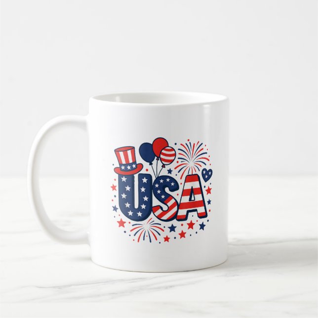 Den 4 juli USA amerikanska Flagga Kaffemugg (Vänster)