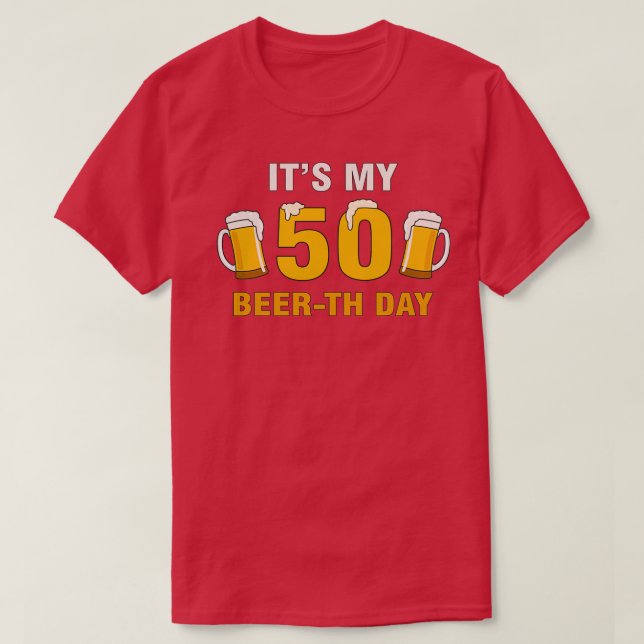 Den 50:e Beerth Day-dagen, den vackra Cheer Pun T Shirt (Design framsida)