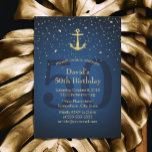 Den 50:e Födelsedagsfesten - Blåhavsankare i Guld Inbjudningar<br><div class="desc">50:e inbjudan till Nautisk marin Blue Guld Anchor Födelsedagsfest Party.</div>