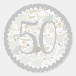 Den 50:e Födelsedagsfesten Terrazzo Struktur - anp Runt Klistermärke