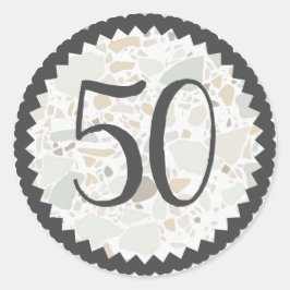 Den 50:e Födelsedagsfesten Terrazzo Struktur - anp Runt Klistermärke