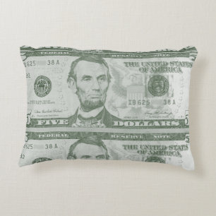 Den 5 dollar räkningen kudder prydnadskudde
