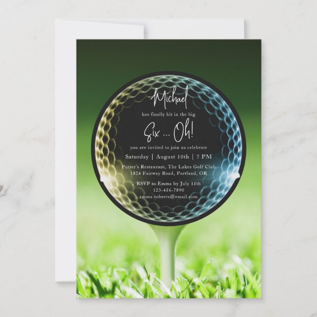 Den 60:e stora 6-årige Golf-Födelsedagsfesten Inbjudningar (Framsida)
