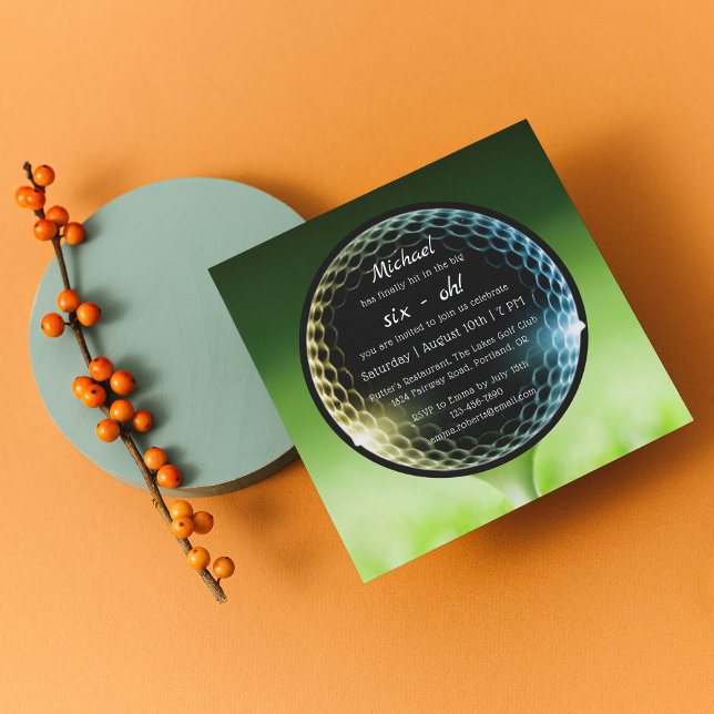 Den 60:e stora 6-årige Golf-Födelsedagsfesten Inbjudningar (Skapare uppladdad)