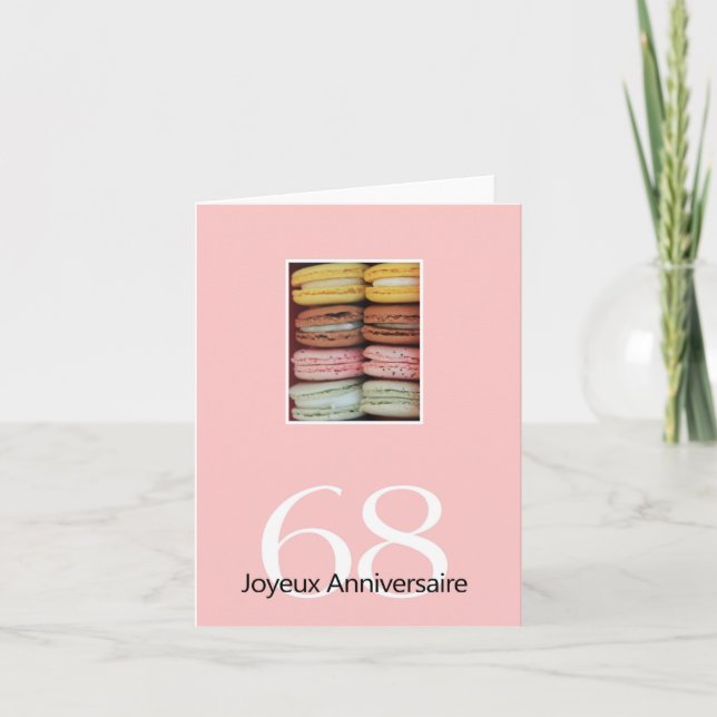 Den 68:e Fransken av födelsedagen: Macaron-Joyeux  Kort (Framsida)