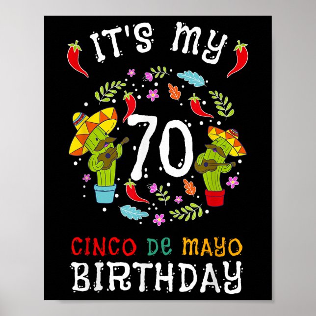 Den 70:e födelsedagen Cinco De Mayo Shirt Kid Mana Poster (Framsidan)