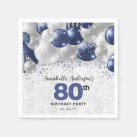 Den 80:e födelsedagen vid marinblå Silver-ballonge