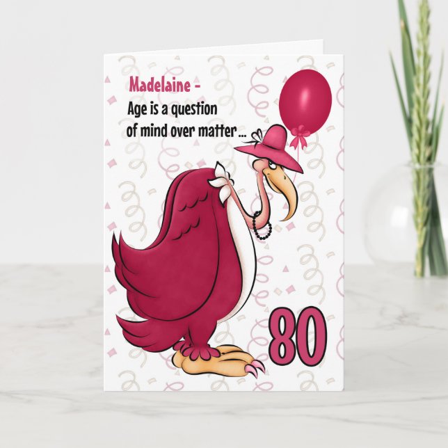 Den 80:e populära födelsedagstidningen Rosa Buzzar Kort (Framsida)