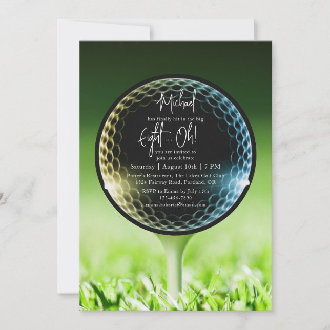 Den 80:e stora åttaåh-Golf-Födelsedagsfesten Inbjudningar (Framsida)