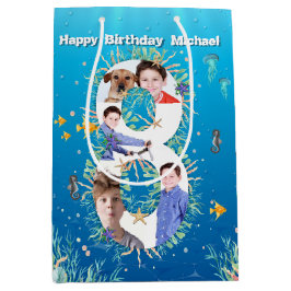 Den 8:e födelsedag långa fotokollage under havet