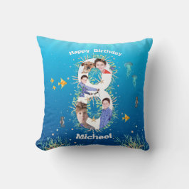 Den 8:e födelsedag långa fotokollage under havet kudde