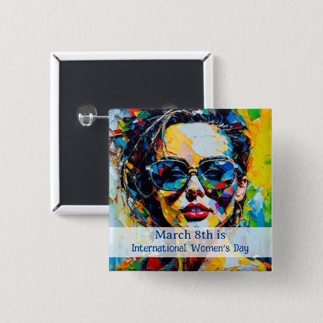Den 8 mars är kvinnodagen i Internationell Knapp (Framsida & baksida)