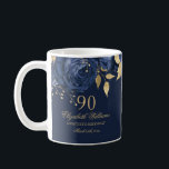 Den 90:e födelsedagen Guld Blommigt Ro Kaffemugg<br><div class="desc">Mer Elegant Mugg i Lilla Bayleigh Store!</div>