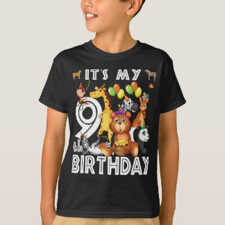 Den 9:e födelsedagen Safari Jungle Animals Älskare T Shirt