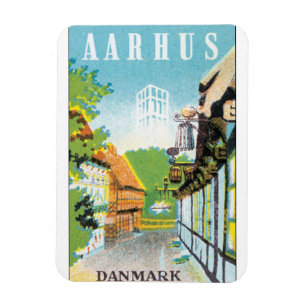 Den Aarhus Danmark vintage resor postar Magnet