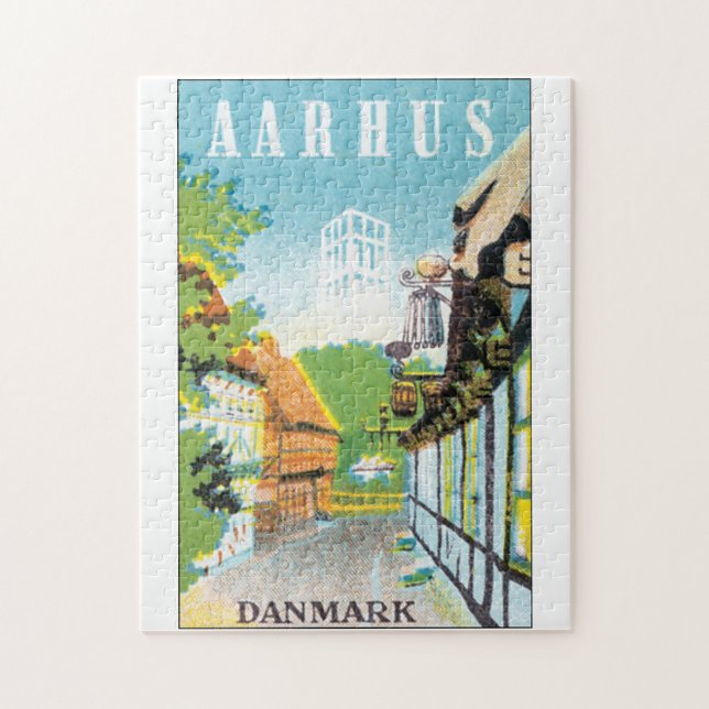 Den Aarhus Danmark vintage resor postar Pussel (Vertikal)