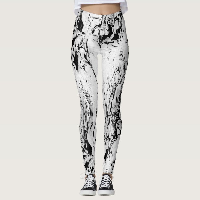 Den abstrakt blöten målar leggings (Framsida)