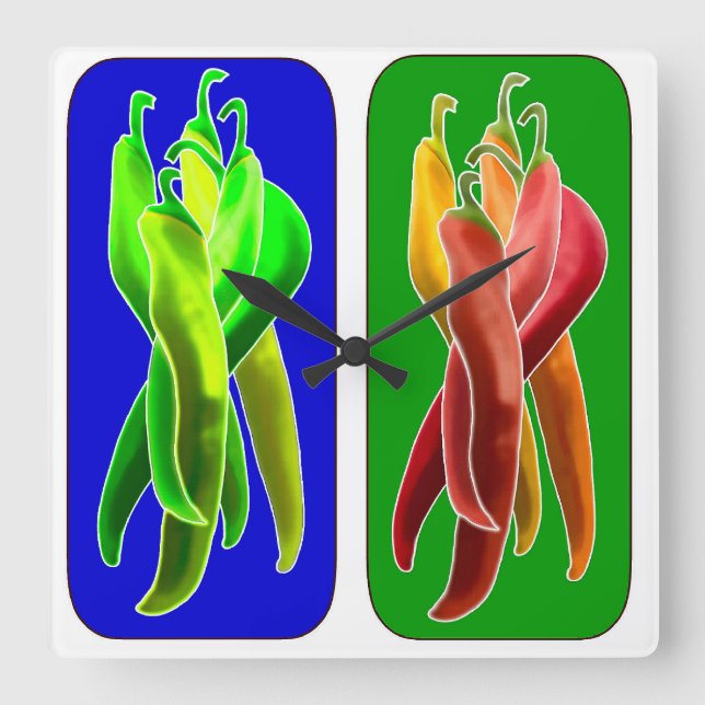 Den abstrakt Chilesväggen tar tid på Fyrkantig Klocka (Framsida)