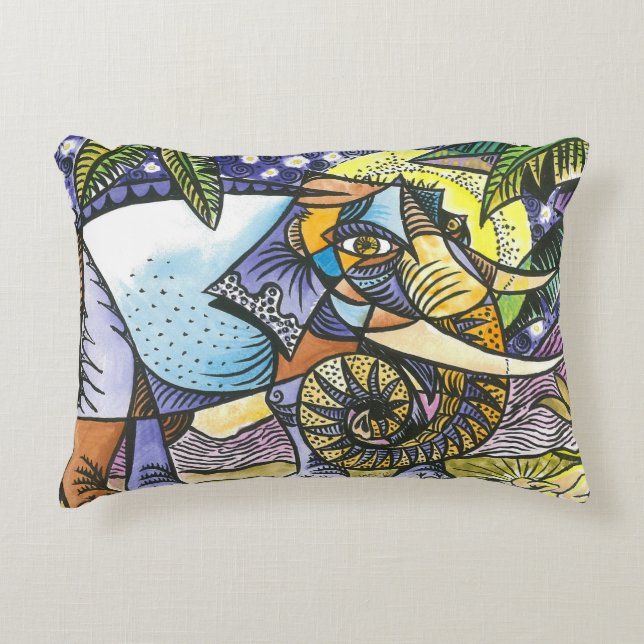 Den abstrakt elefantbrytningen kudder prydnadskudde (Framsidan)