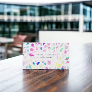 Den abstrakt färgrika vattenfärgen tappar mönst visitkort