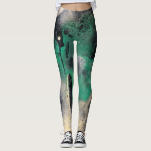 Den abstrakt gröna vattenfärgen målar leggings