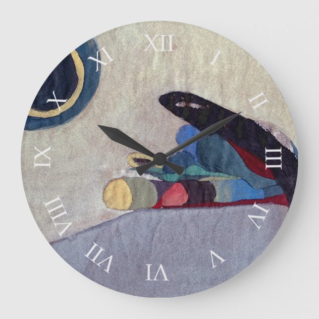 Den abstrakt modern konstväggen tar tid på stor klocka (Framsida)