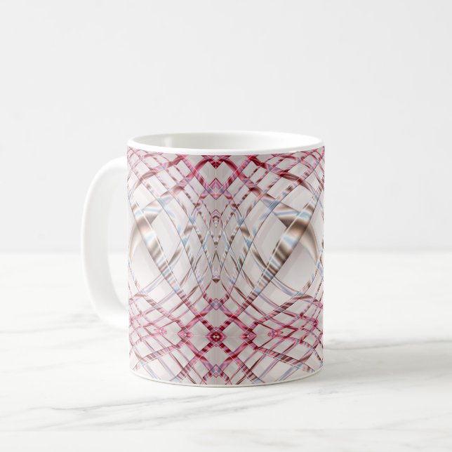 den abstrakt rosa irregularen vågigt den dynamiska kaffemugg (Framsida vänster)