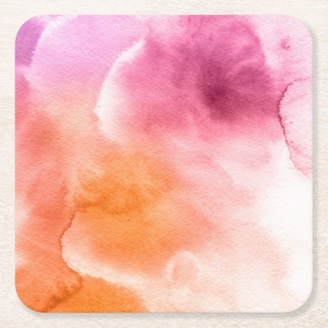 Den abstrakt vattenfärgen räcker målad bakgrund 3 underlägg papper kvadrat (Framsidan)