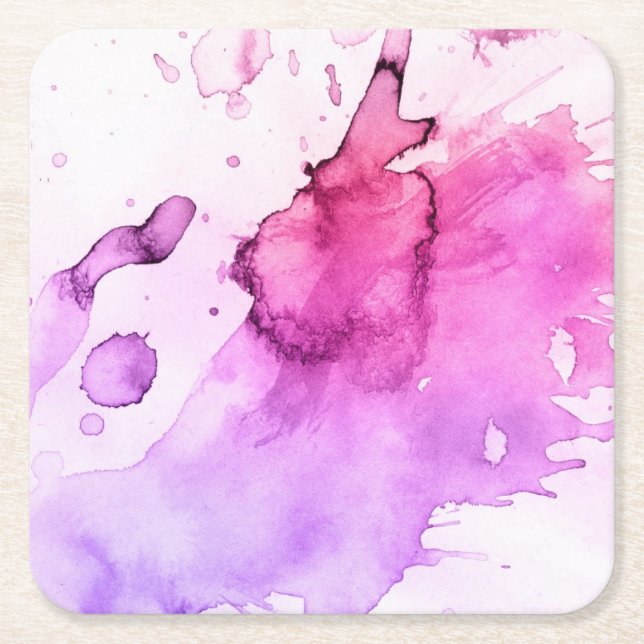 Den abstrakt vattenfärgen räcker målad bakgrund 5 underlägg papper kvadrat (Framsidan)