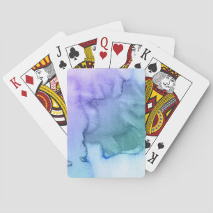 Den abstrakt vattenfärgen räcker målad bakgrund 6 spel kort