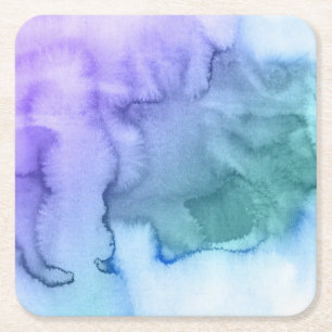 Den abstrakt vattenfärgen räcker målad bakgrund 6 underlägg papper kvadrat