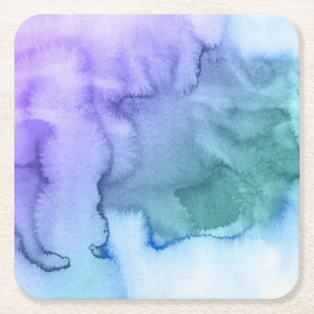 Den abstrakt vattenfärgen räcker målad bakgrund 6 underlägg papper kvadrat (Framsidan)