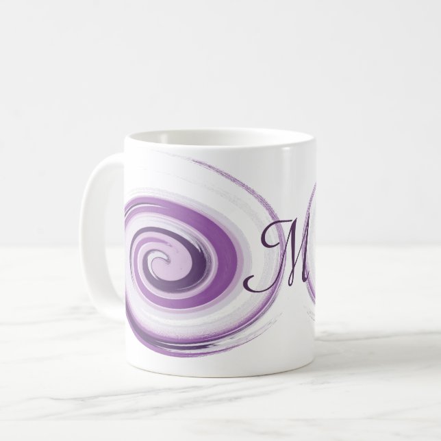 Den abstrakt violeten borstar slår spiral. kaffemugg (Framsida vänster)