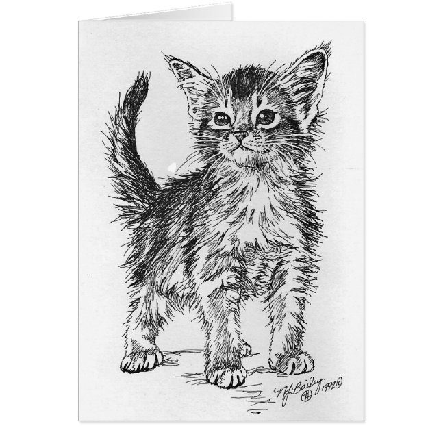 Den Abyssinian kattungen skrivar och bläck Hälsningskort (Framsidan)